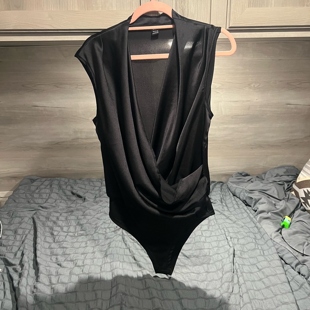 SHEIN Black Draped Bodysuit